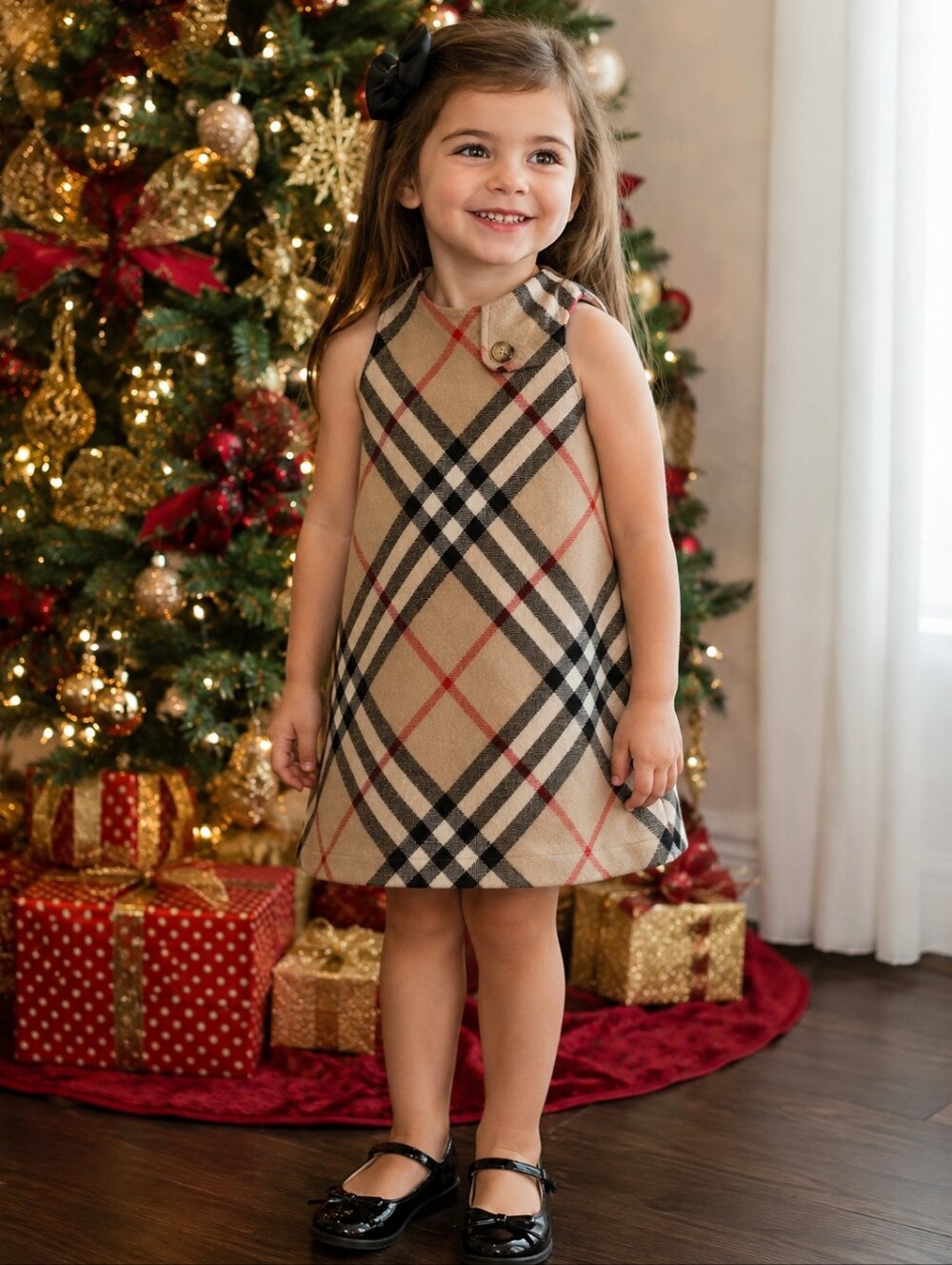 Burberry Kids Nova Check Sleeveless Wool Blend Dress Size 2Y (92 cm) Made in Mor